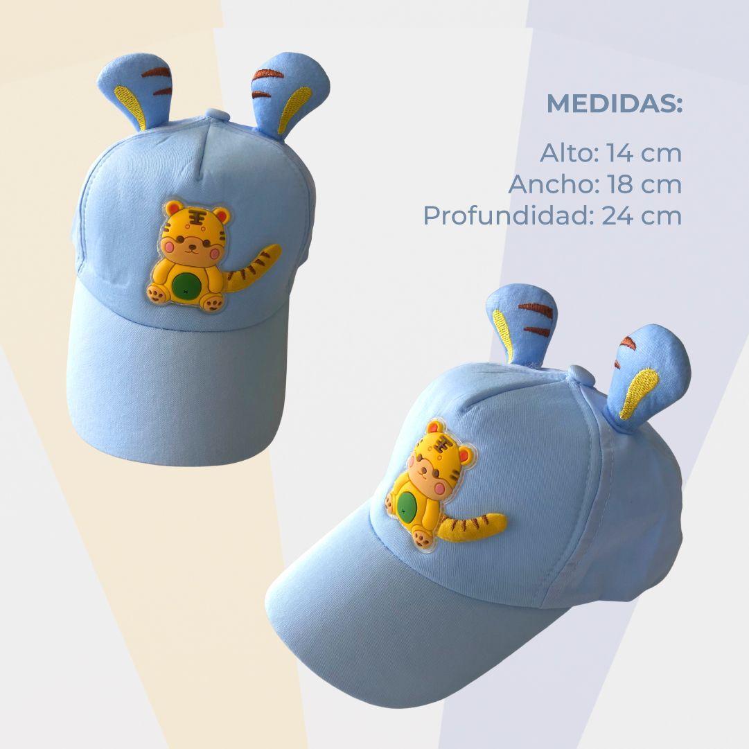 Gorro Jockey Gatito con Oreja Celeste-1