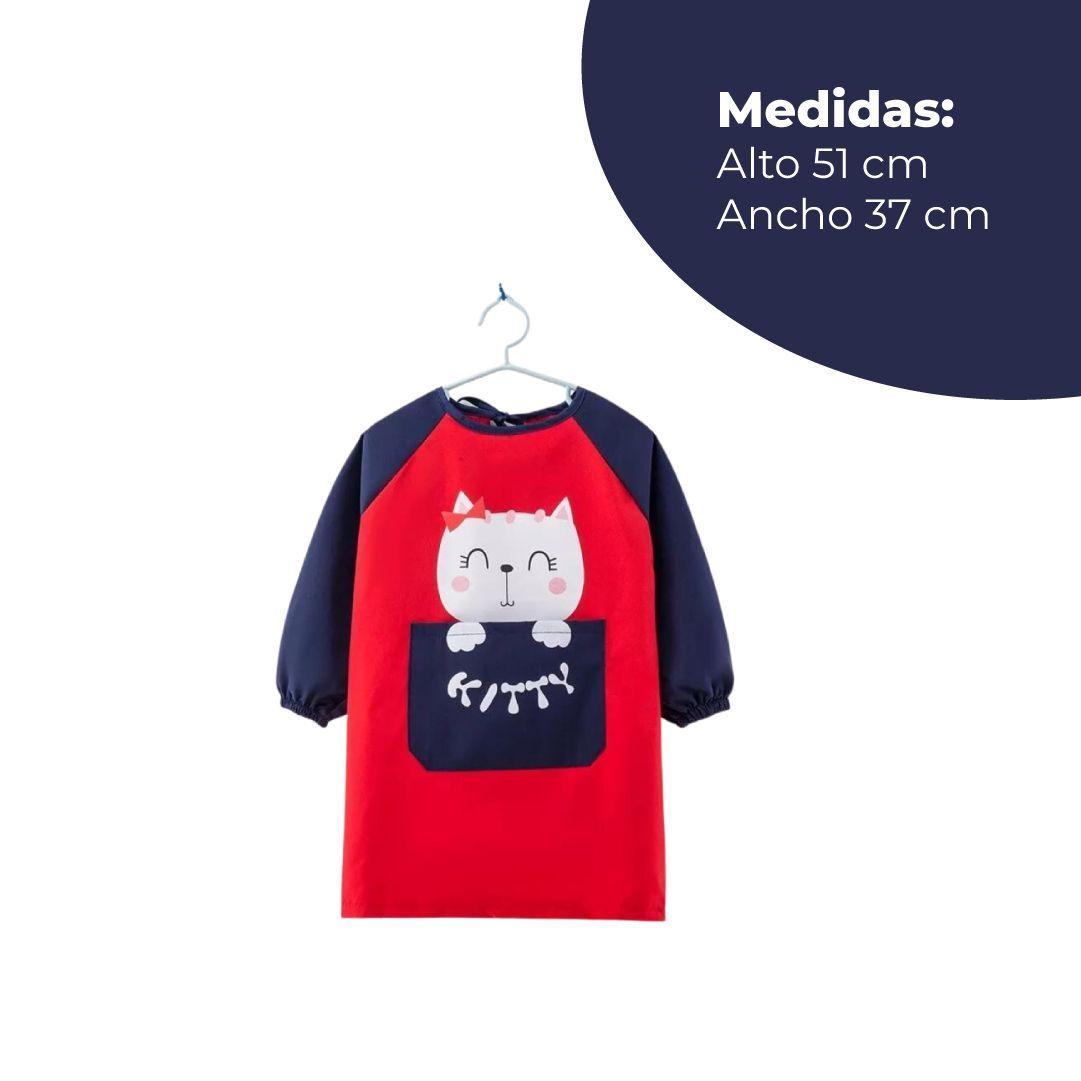 Delantal Manga Larga Con Bolsillo Gatita Niños -1