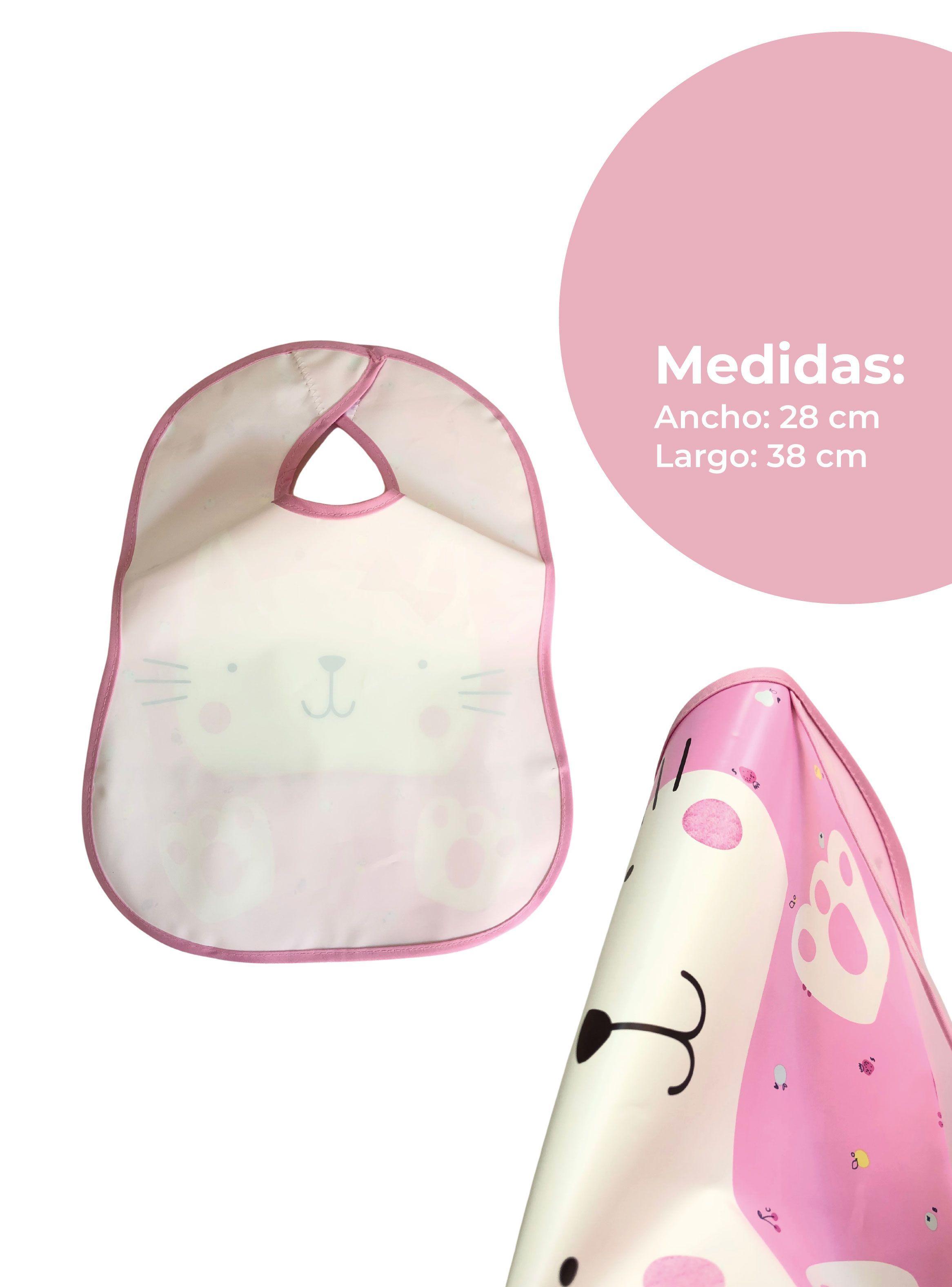 Babero Impermeable Bebés y Niños Velcro Conejita Rosa-1