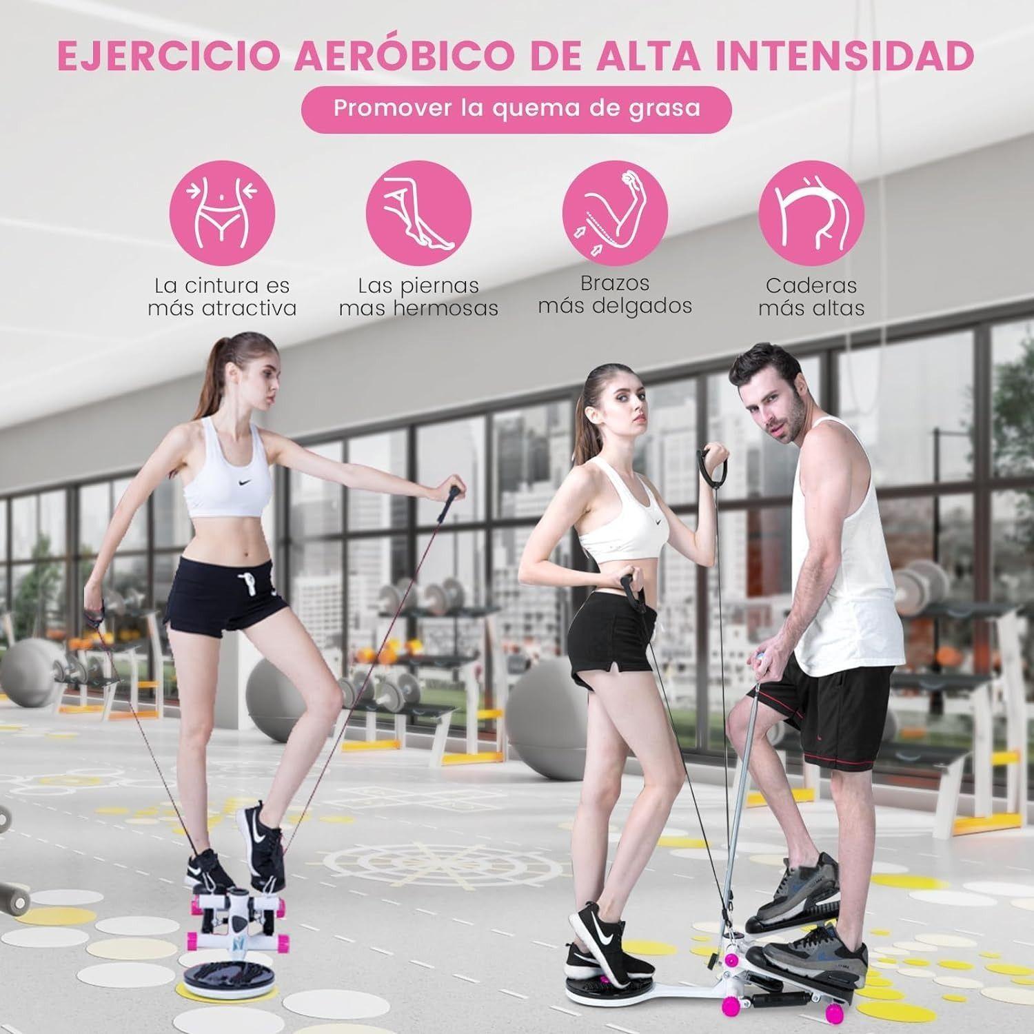 mini eliptica Home Fitness multifuncional ajustable-rosa-6