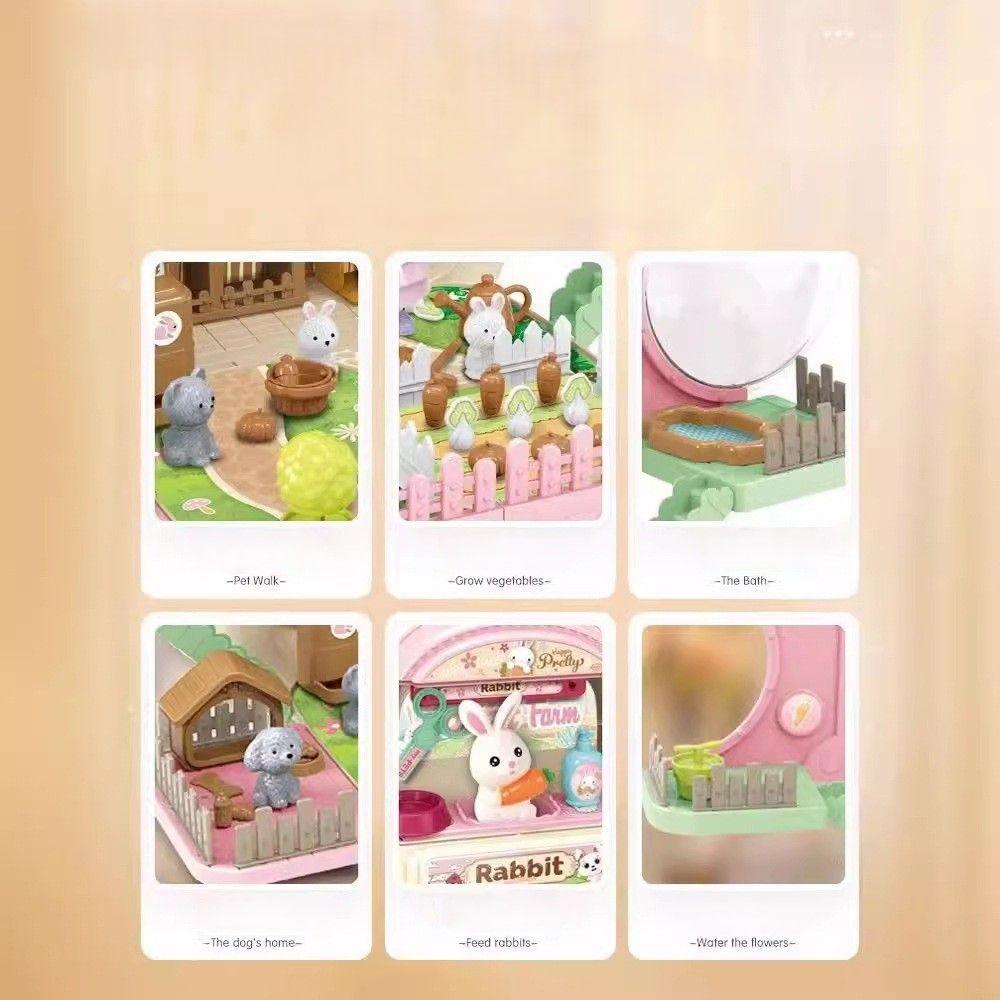 3-in-1 toy Juguete de mochila de granja de conejos rosa-4