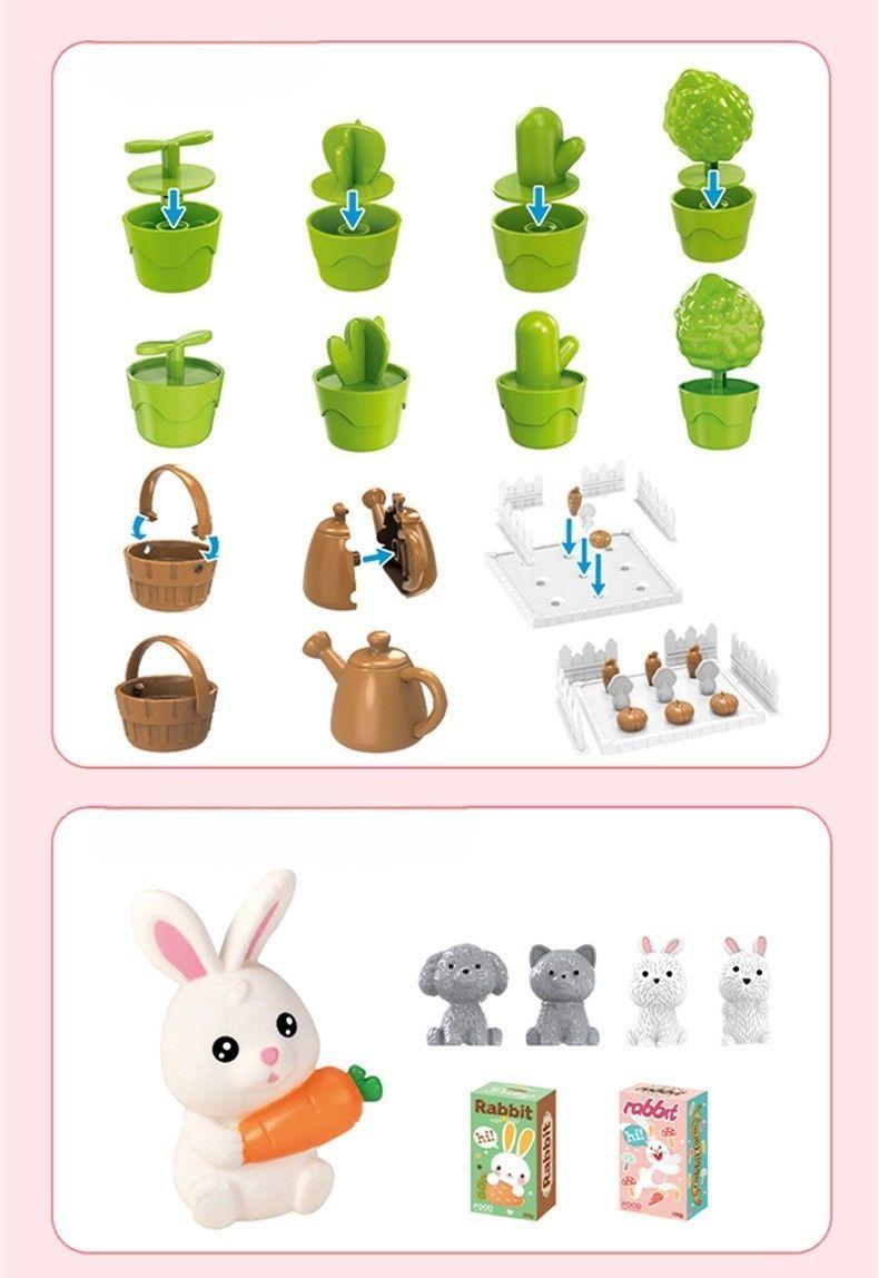 3-in-1 toy Juguete de mochila de granja de conejos rosa-6