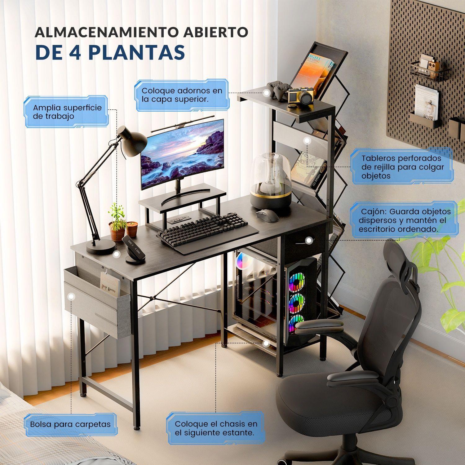 Escritorio Metal Oficina Doble Tablero con bolsillo 120×120×50CM-3