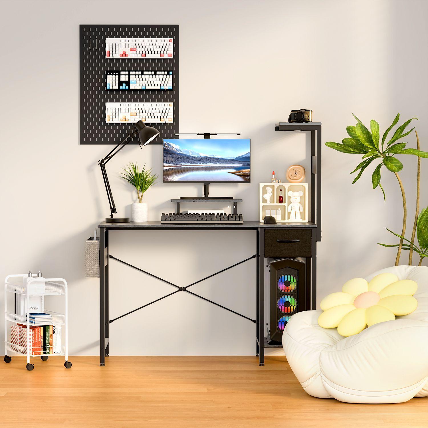 Escritorio Metal Oficina Doble Tablero con bolsillo 120×120×50CM-4