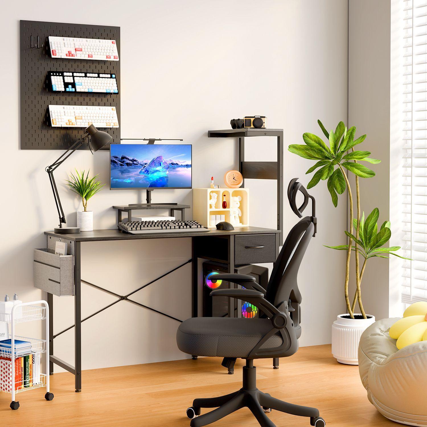 Escritorio Metal Oficina Doble Tablero con bolsillo 120×120×50CM-5