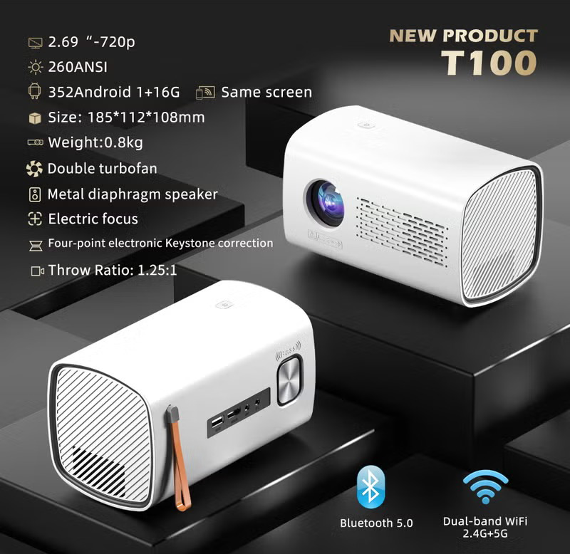 Proyector T100 260 ANSI 720P USB HDMI WIFI-4