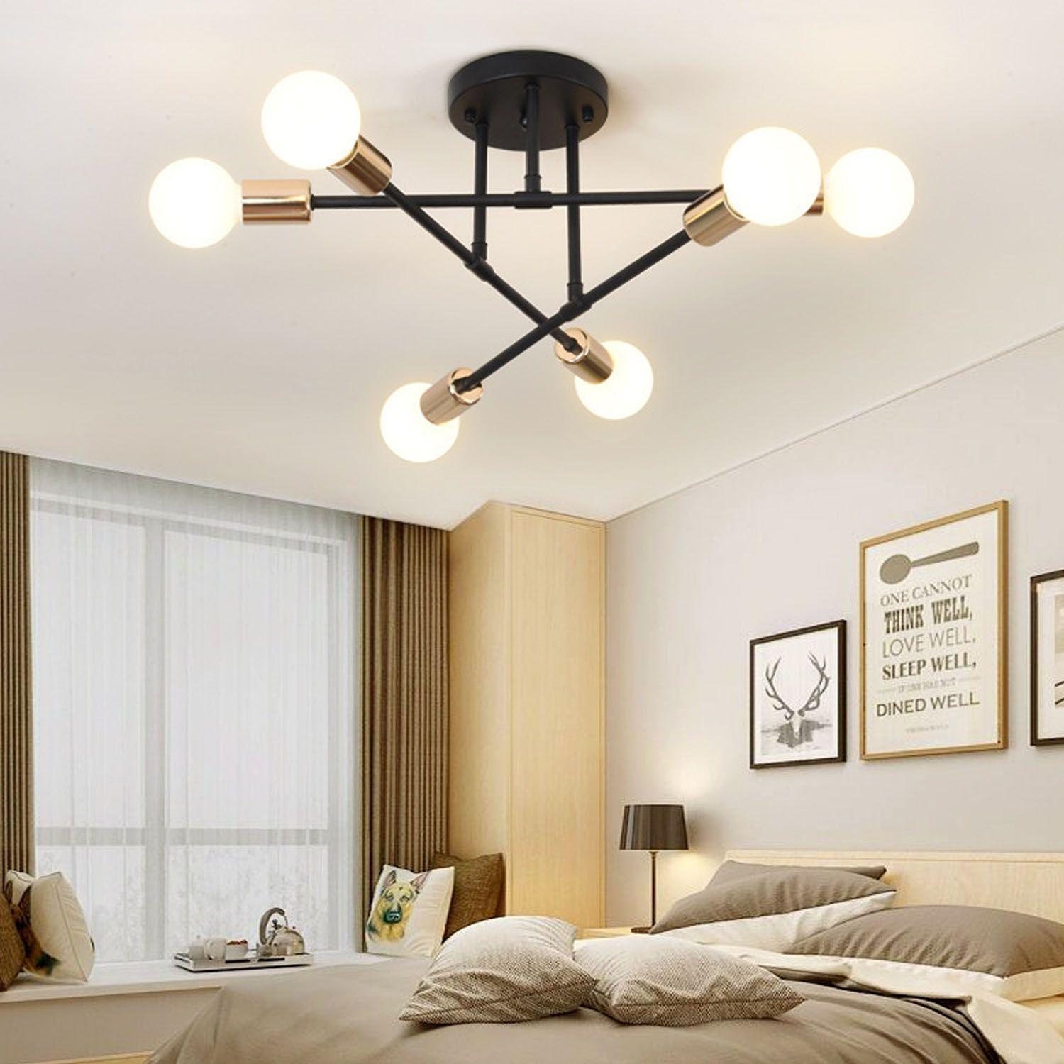 Lámpara de Techo Colgante con 6 Focos Negro-0