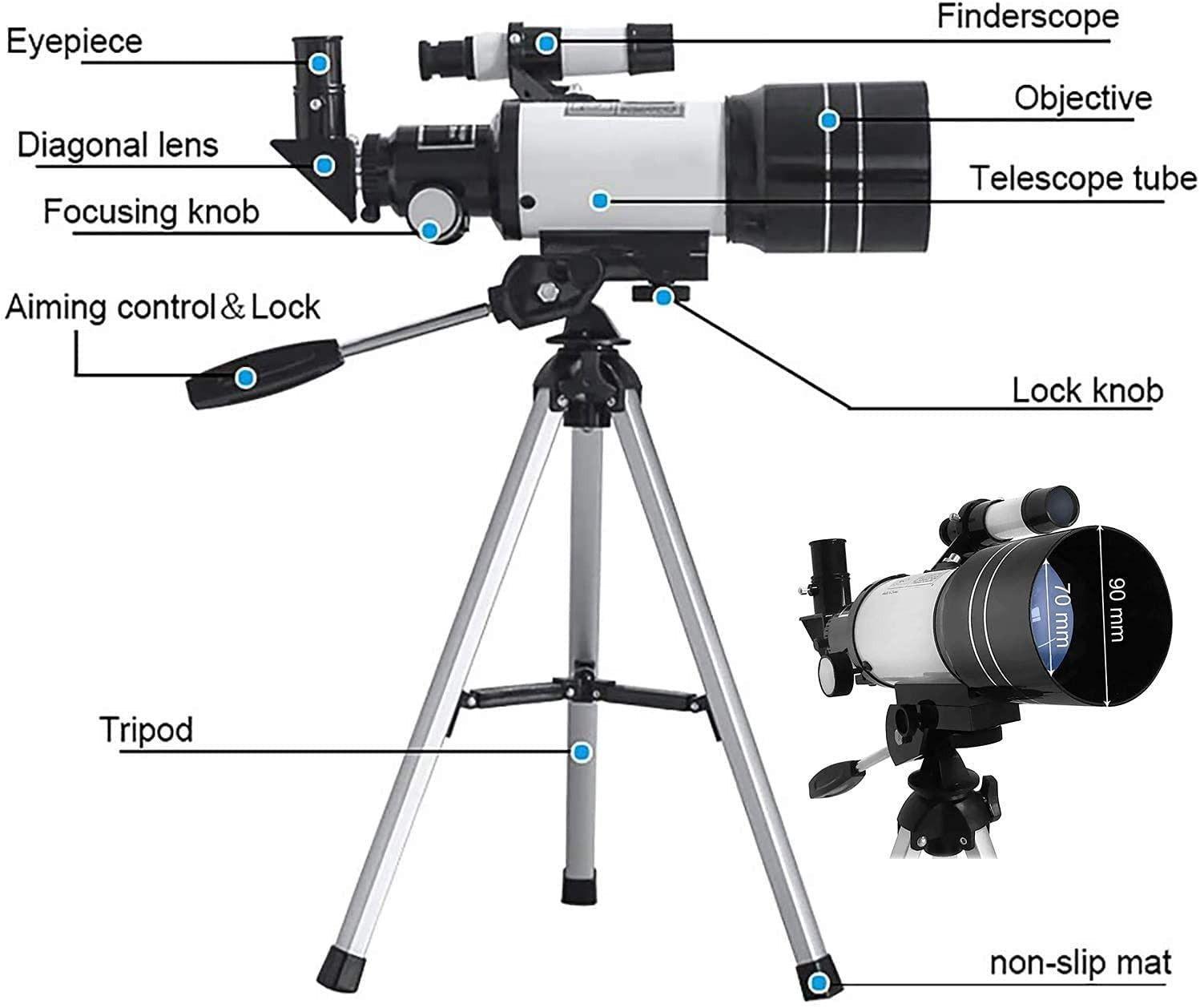 Telescopio Astronómico Con Trípode y Soporte Para Teléfono 15X A 150X-4