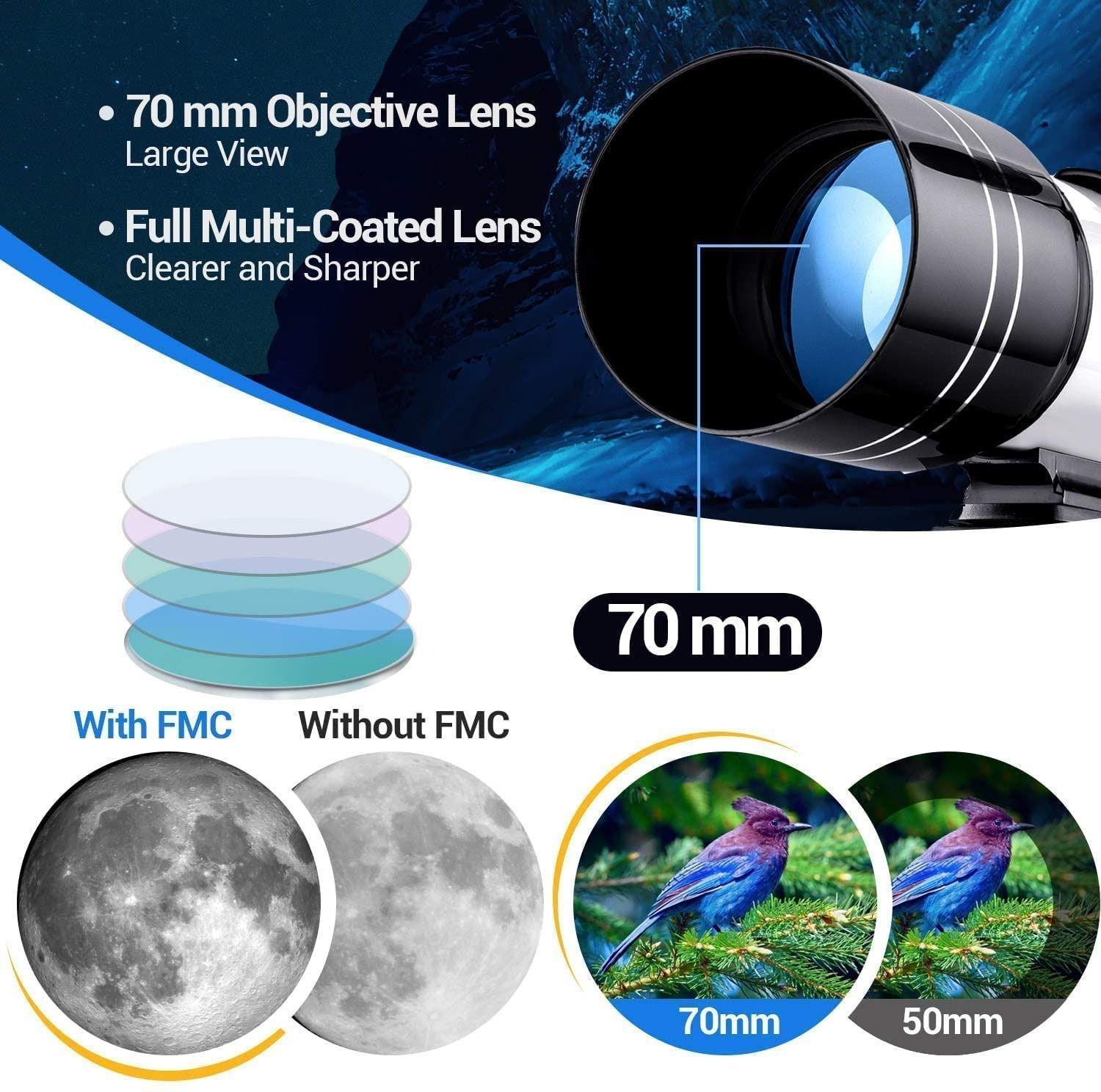 Telescopio Astronómico Con Trípode y Soporte Para Teléfono 15X A 150X-6