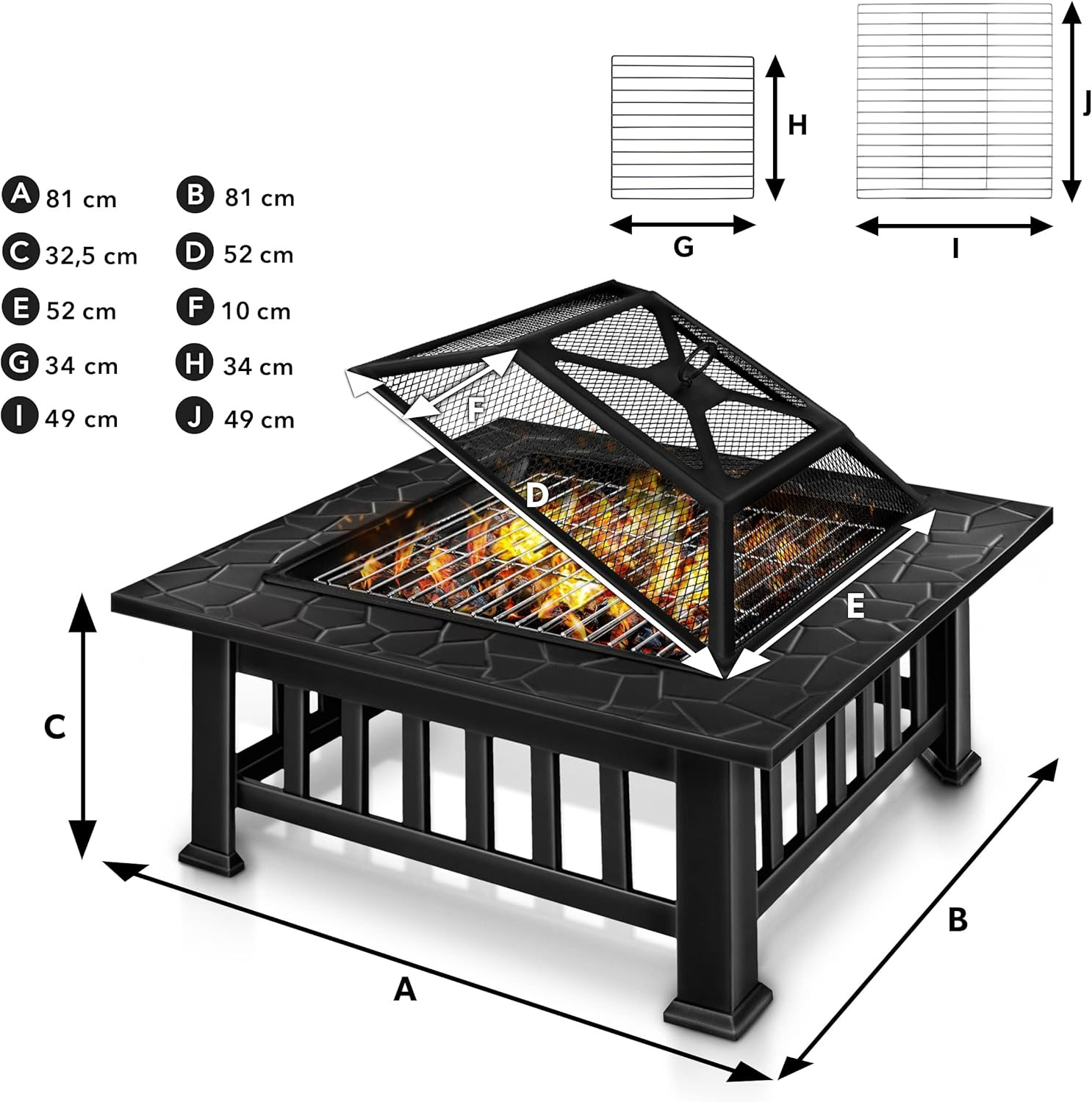 Brasero Parrilla Premium Para Leña O Carbón Con Tapa 3 En 1-7