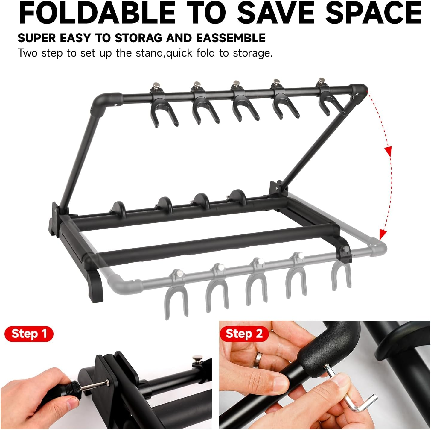 Soporte Para 7 Guitarra De Suelo Universal Plegable Portátil-2