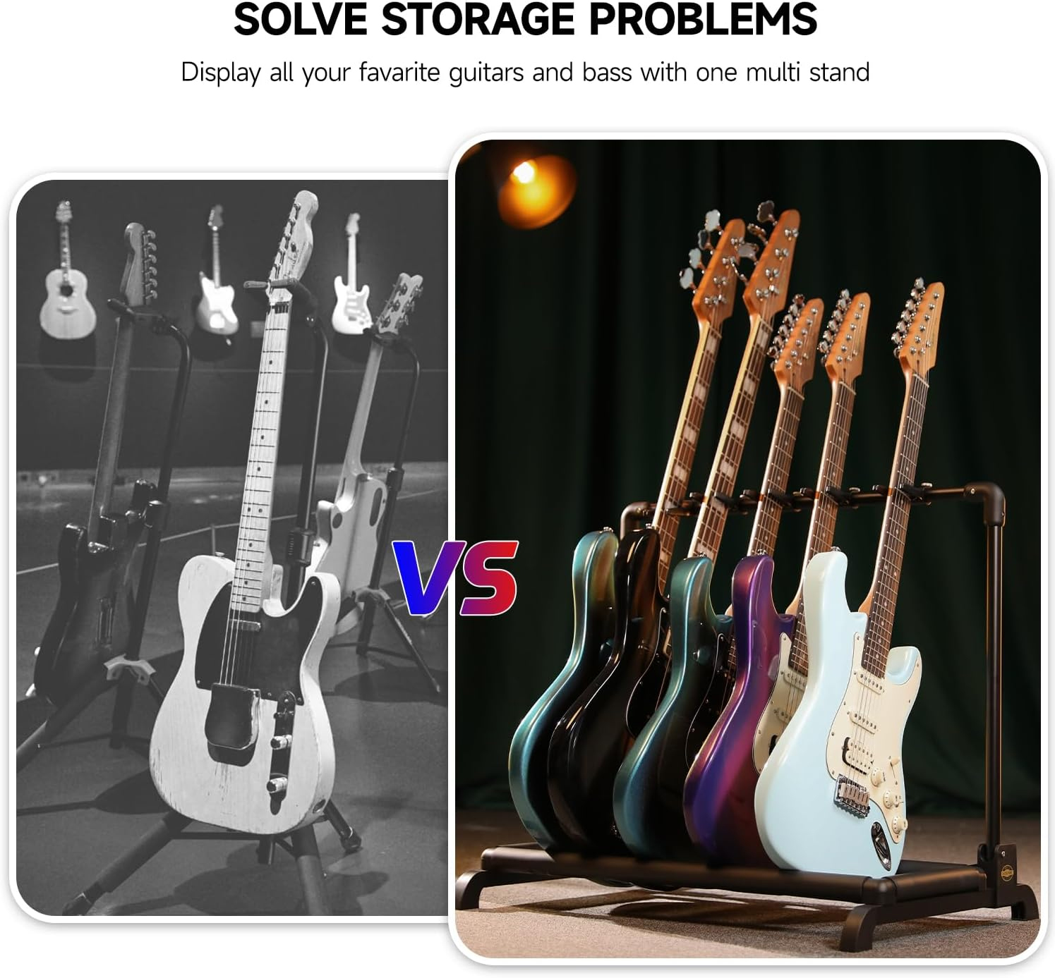 Soporte Para 7 Guitarra De Suelo Universal Plegable Portátil-4