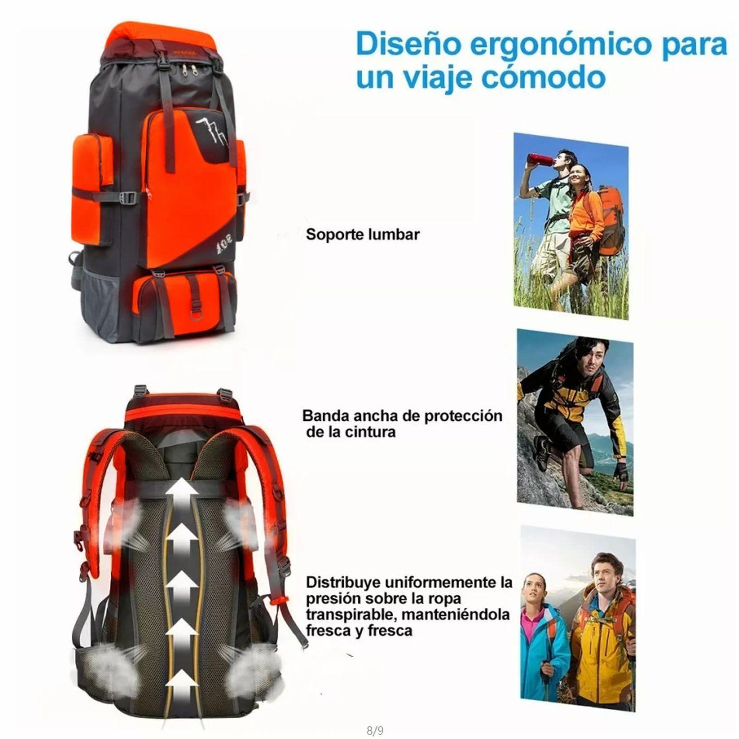 Mochila De Camping Viaje Senderismo De Montañis Exterio 90L-2