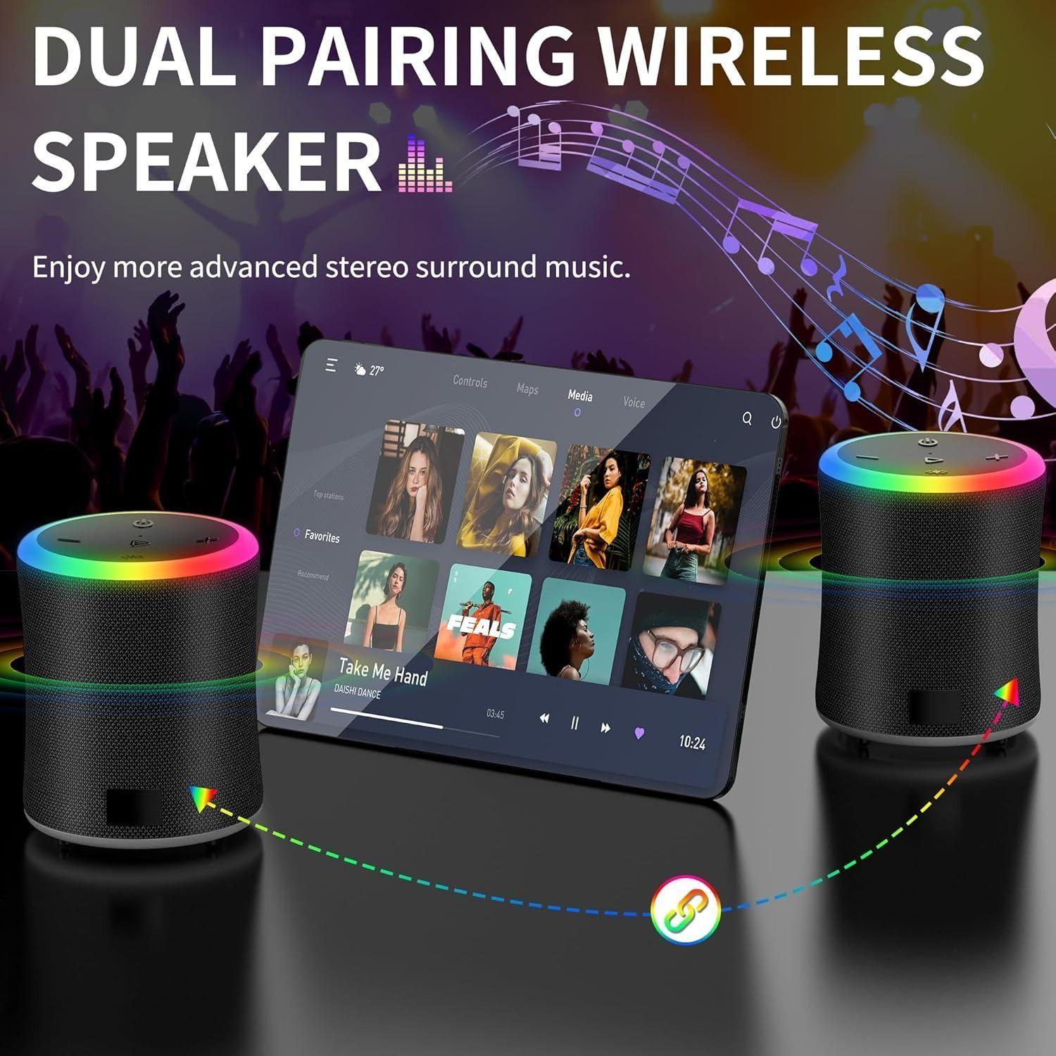 Parlante Bluetooth Portatil con Emparejamiento Estéreo PX7 RGB-2