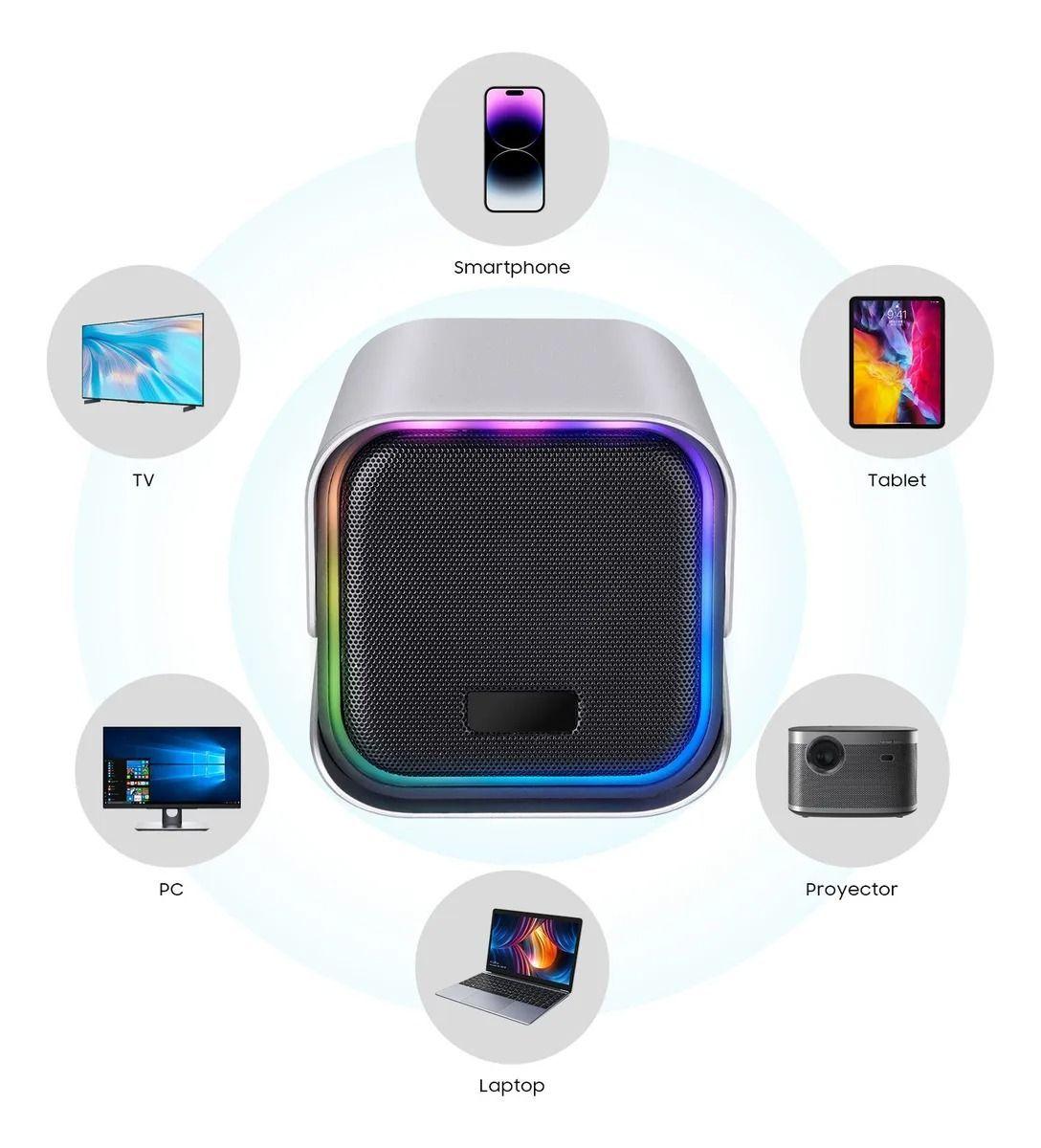 Parlante Bluetooth Portátil Bocinas Inalámbrica Con RGB Negro-2