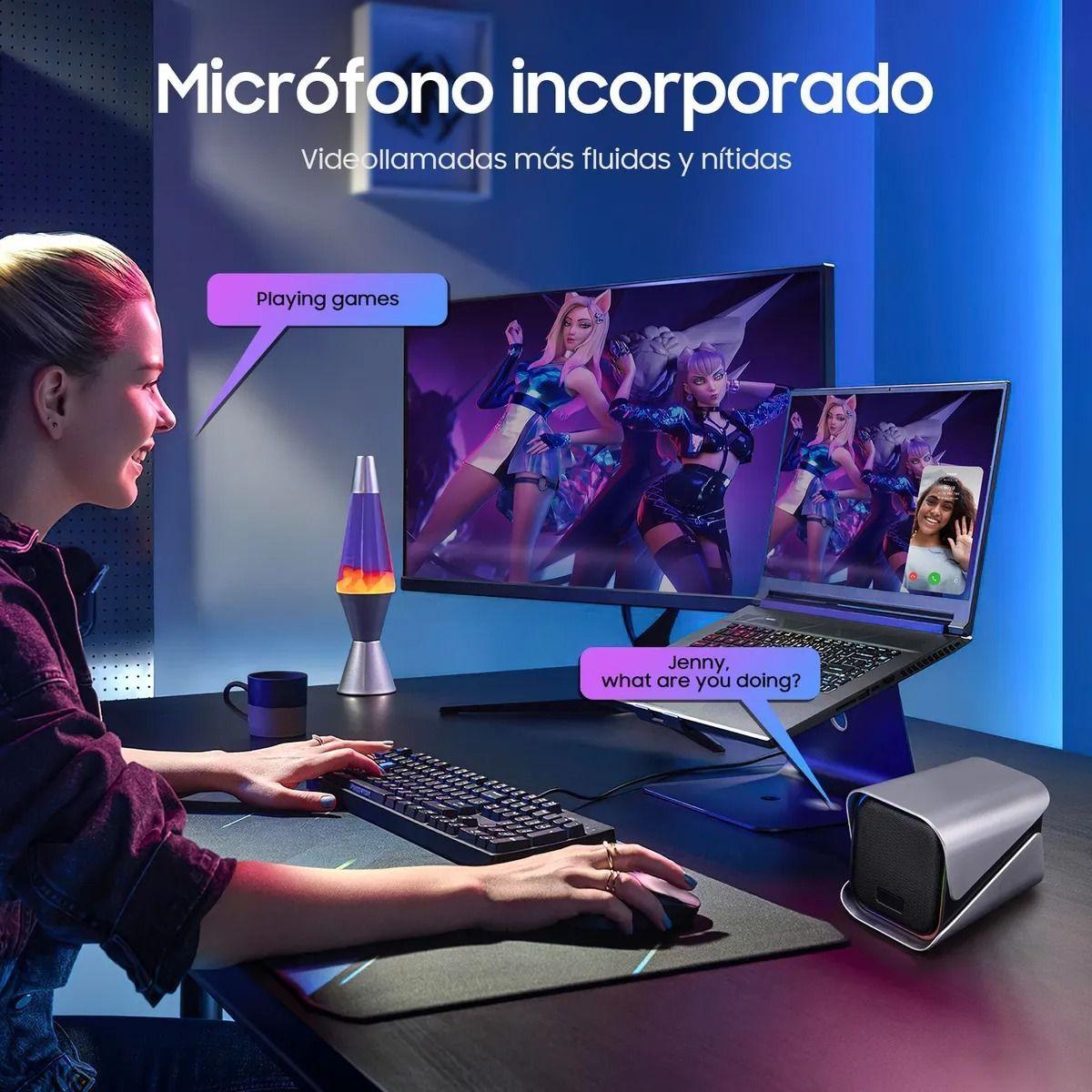 Parlante Bluetooth Portátil Bocinas Inalámbrica Con RGB Negro-5