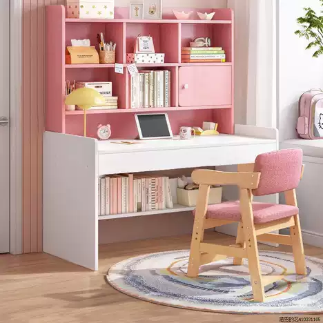 Escritorio Rosado Multiuso Moderno Con Estantes-2