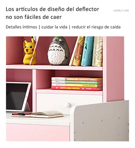 Escritorio Rosado Multiuso Moderno Con Estantes-5