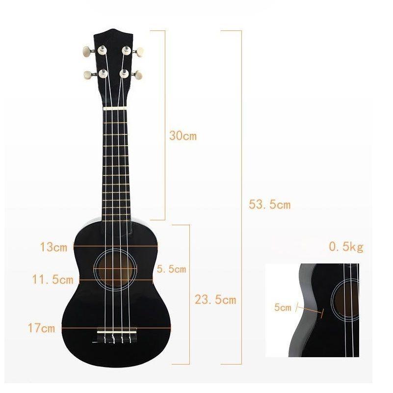 ukelele de 21 pulgadas negro traje Con accesorios-3