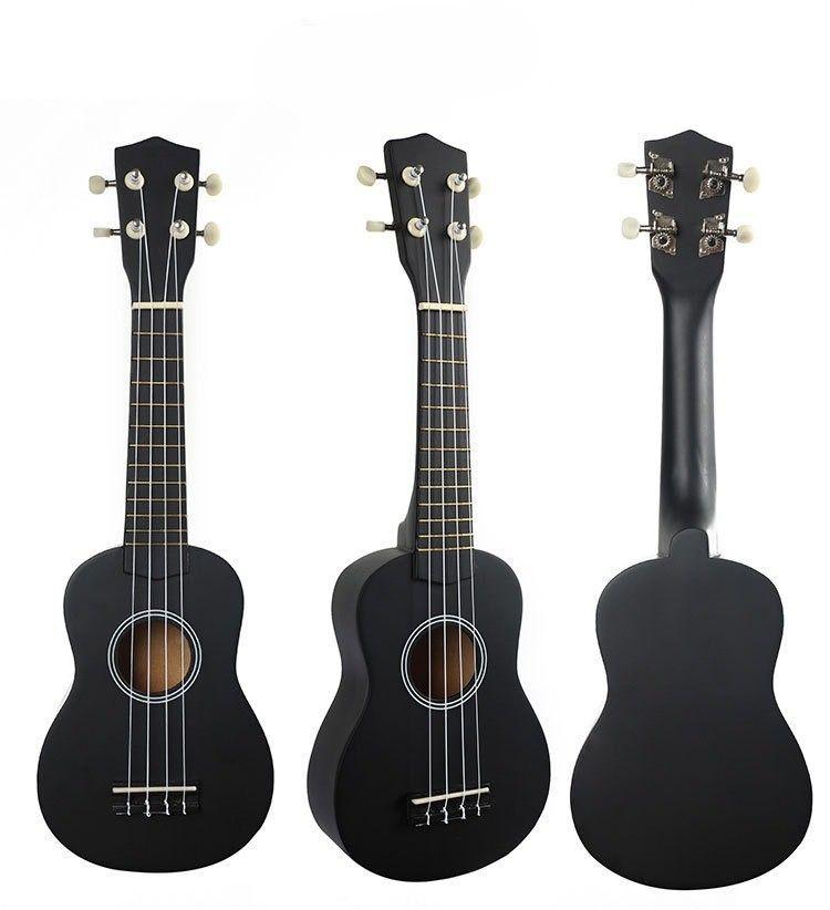 ukelele de 21 pulgadas negro traje Con accesorios-4