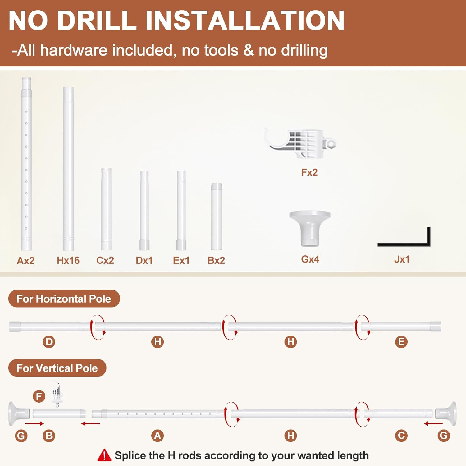 Separador de habitación, barras de cortina sin perforar para separación de habitaciones-4