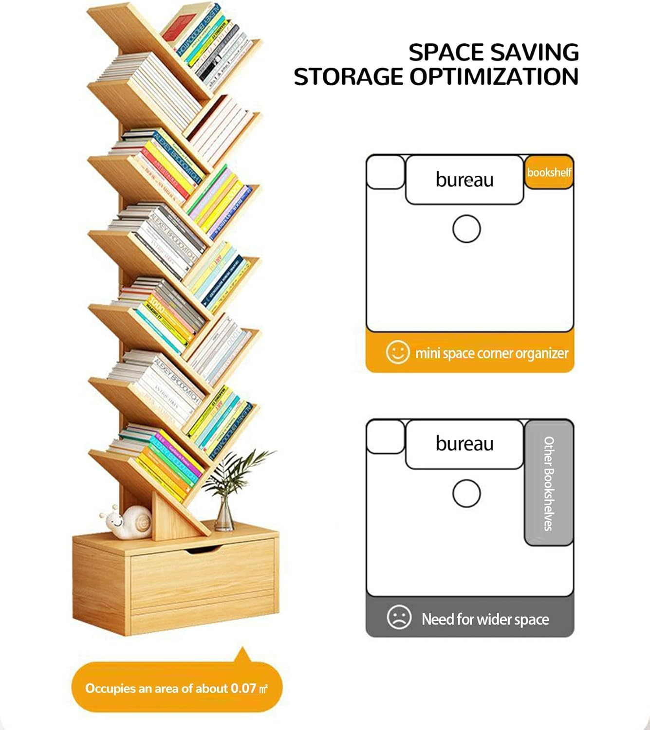 Biblioteca Librero De Arbol Organizador De Libros Alto 158cm-5