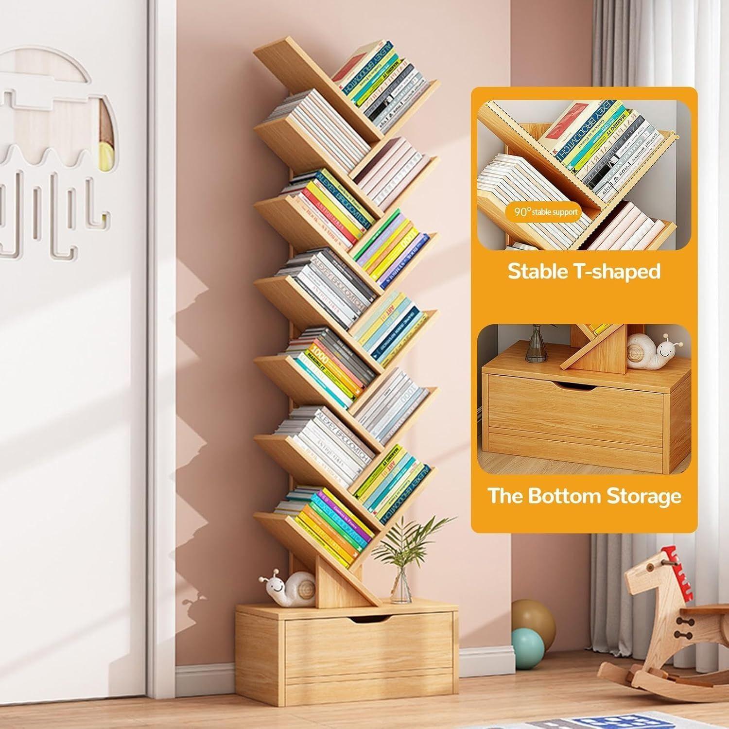 Biblioteca Librero De Arbol Organizador De Libros Alto 158cm-6