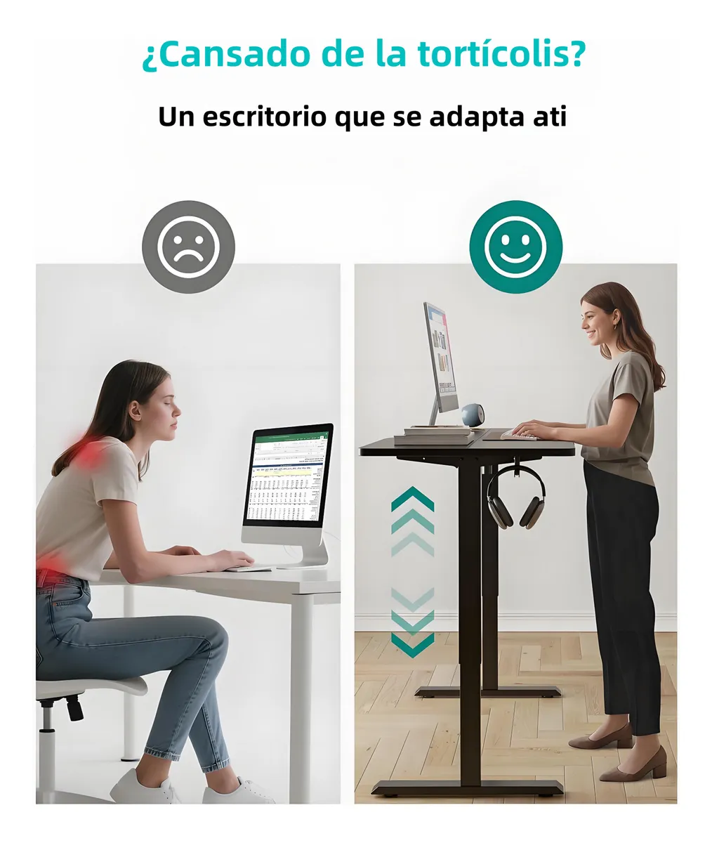 Escritorio Eléctrico de Pie con Estructura Negra y Tablero120 x 60 CM-2