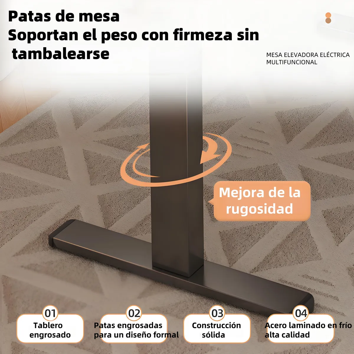 Escritorio Eléctrico de Pie con Estructura Negra y Tablero120 x 60 CM-4