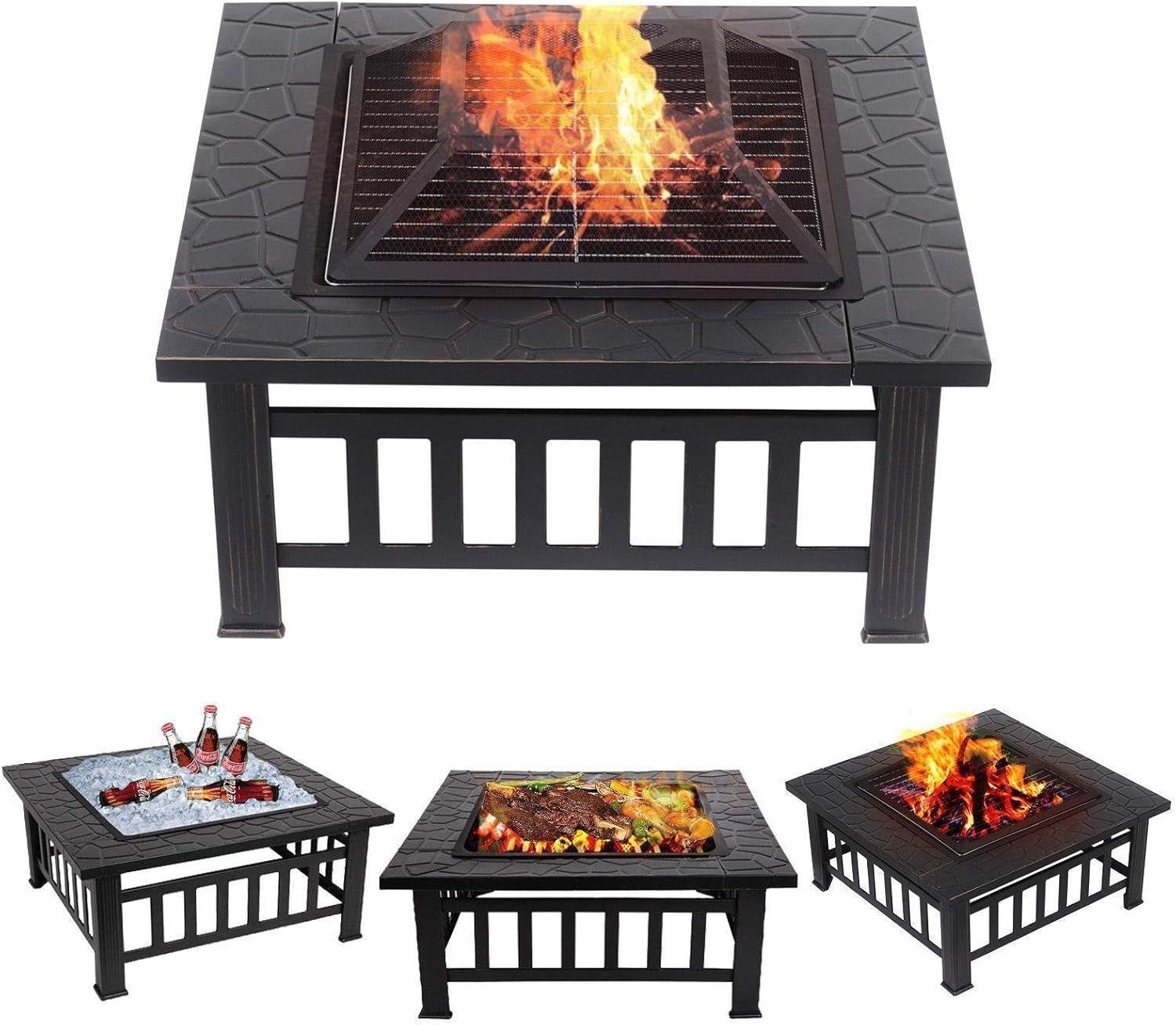 Brasero Parrilla Cuadrada Premium Para Carbón o Leña 81x81x50 cm-4