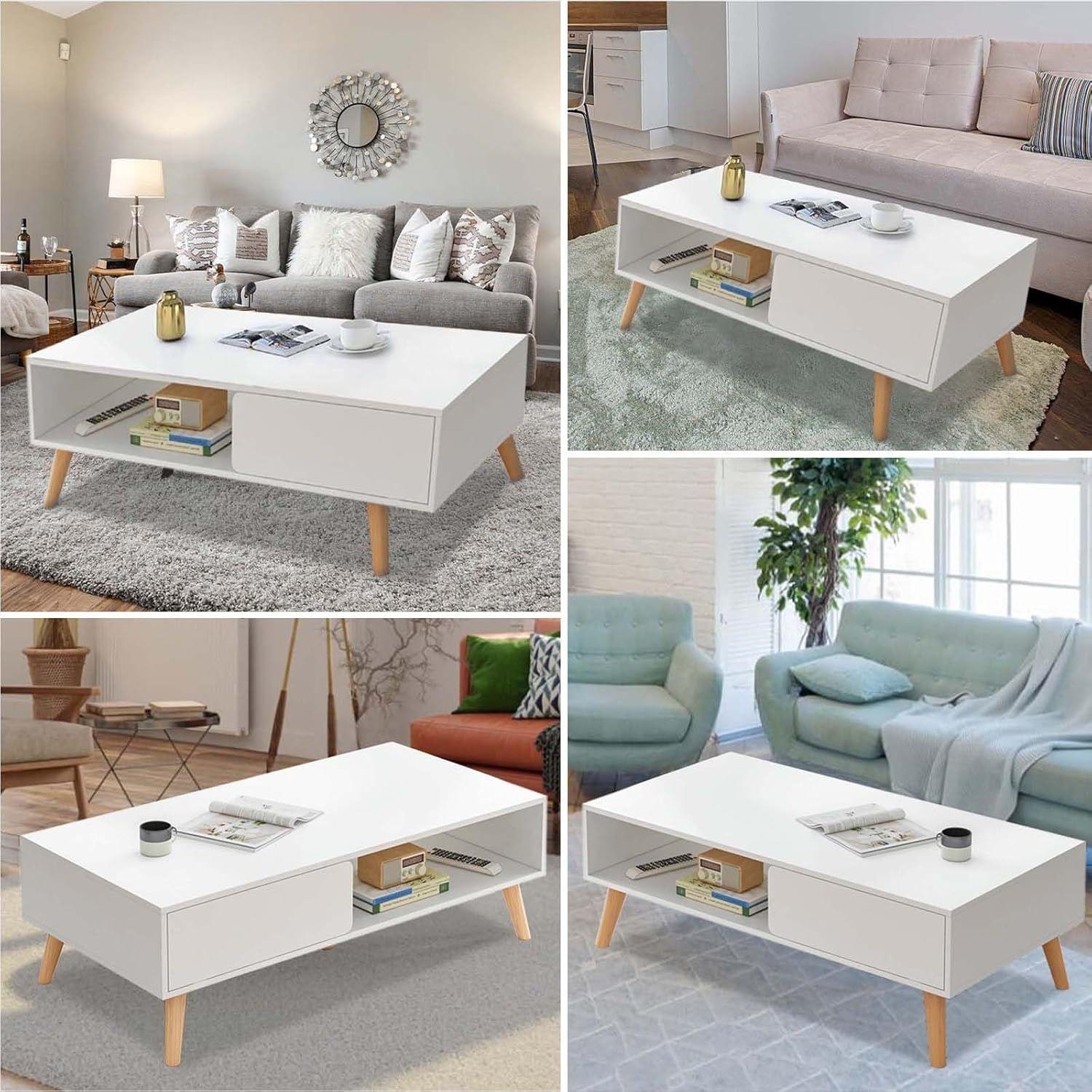 Mesa De Centro Blanco 80×40×43cm-4