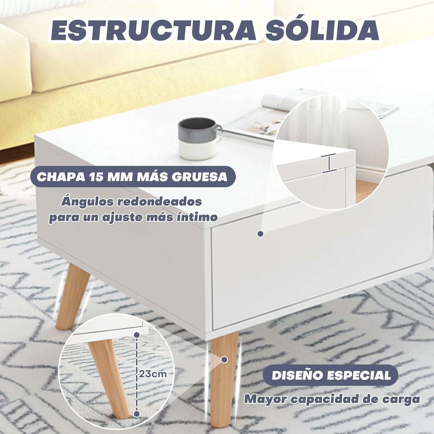 Mesa De Centro Blanco 80×40×43cm-6