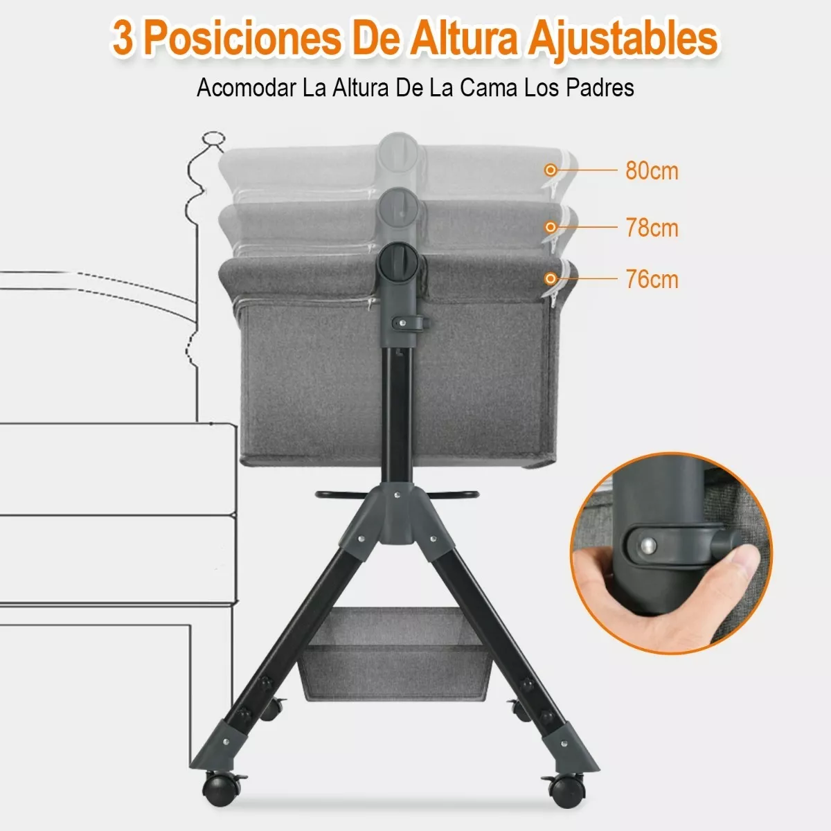 Cuna plegable móvil multifuncional cuna para co-cama-2