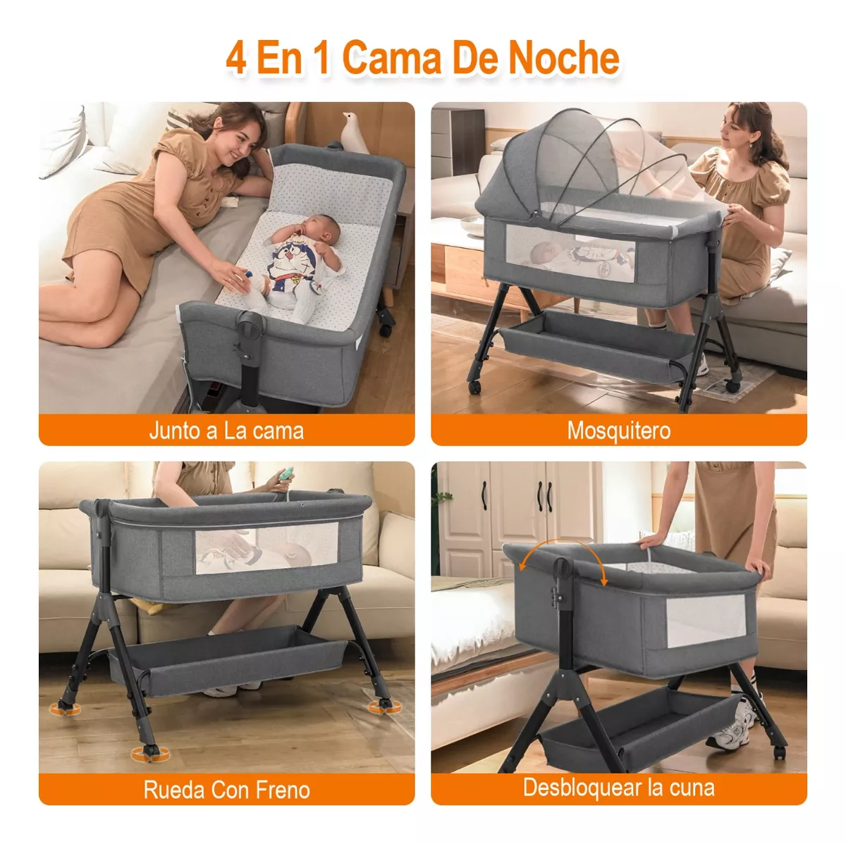 Cuna plegable móvil multifuncional cuna para co-cama-5