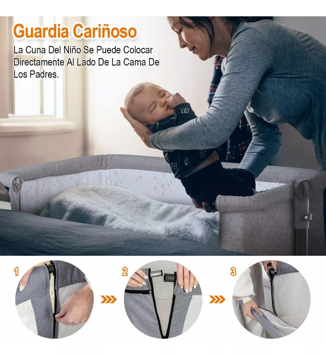 Cuna plegable móvil multifuncional cuna para co-cama-6