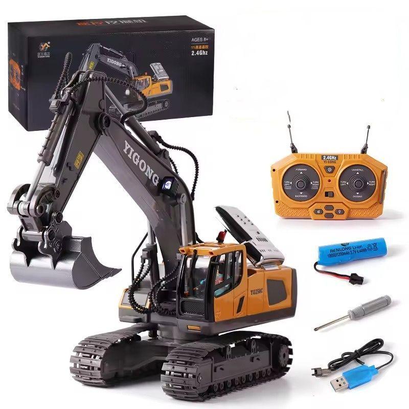 Juguetes excavador 11 canales Con control remoto amarillo-3
