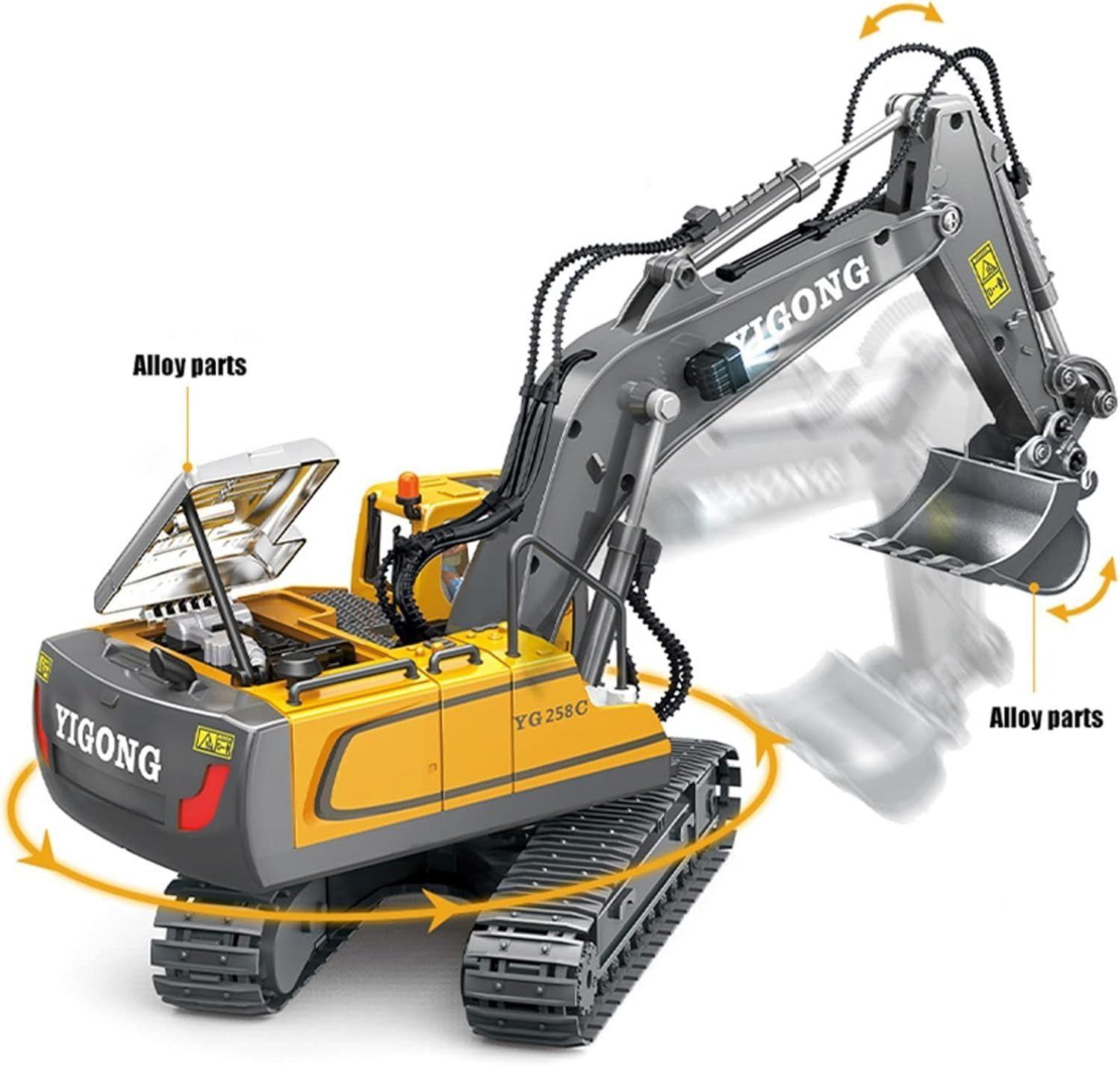 Juguetes excavador 11 canales Con control remoto amarillo-7