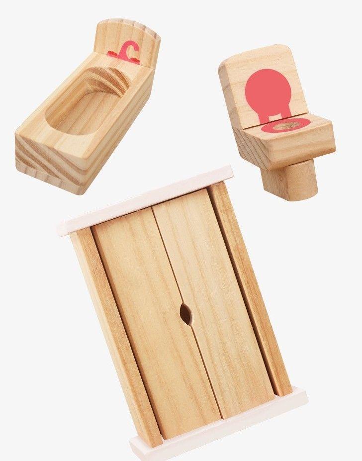 Juguetes de villa de princesa de madera+4 muñecas princesas-3