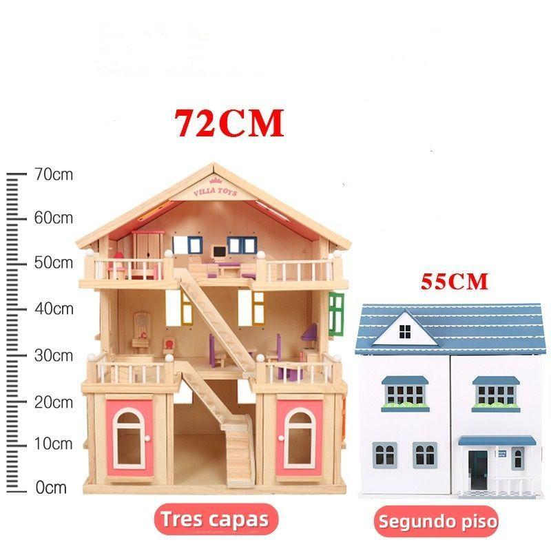 Juguetes de villa de princesa de madera+4 muñecas princesas-5