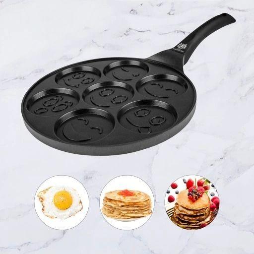 sartén antiadherente Sartén 27 cm cacerola sartén de hierro Negro-5