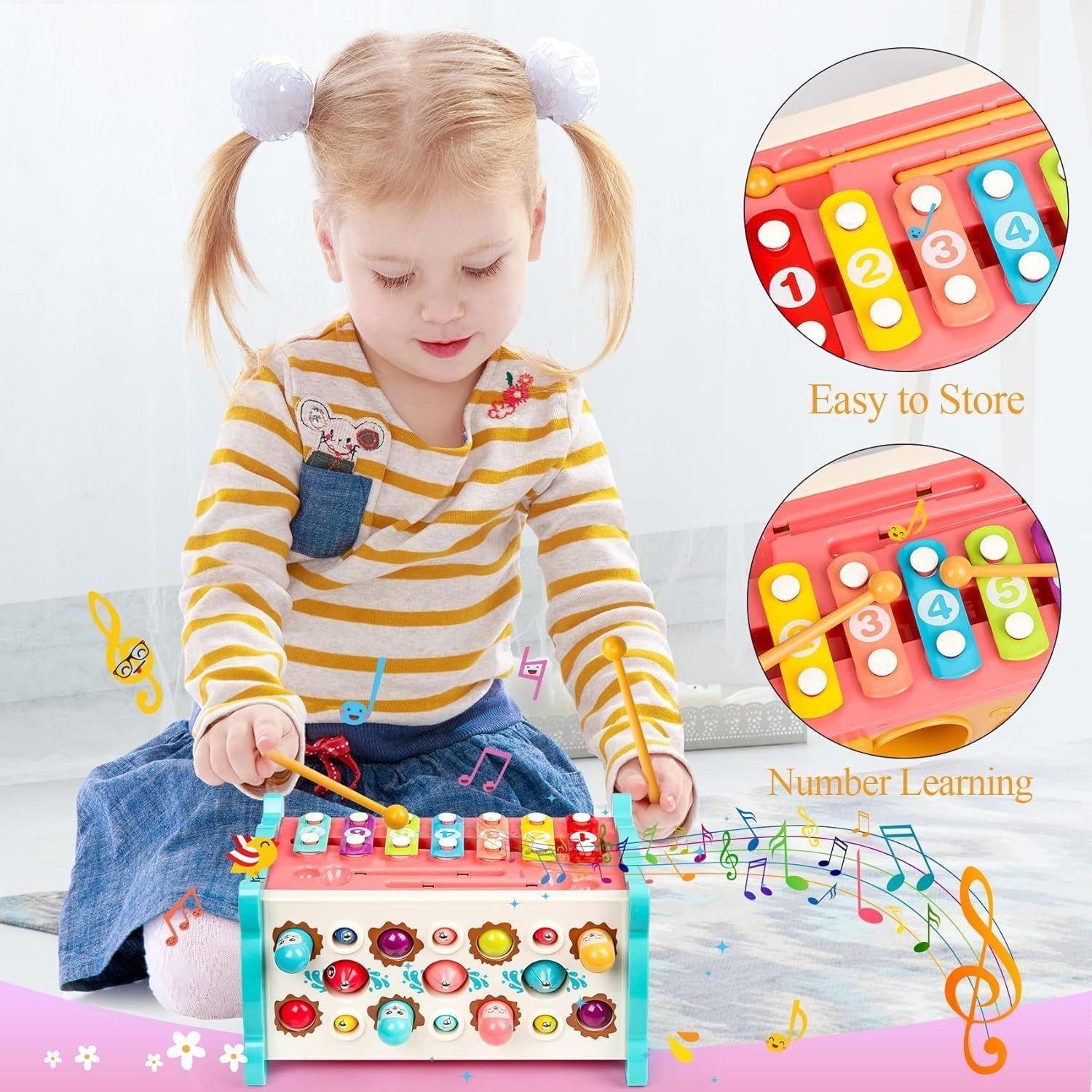 Juguetes 3 en 1 golpear topos y pesca y golpea el piano-6