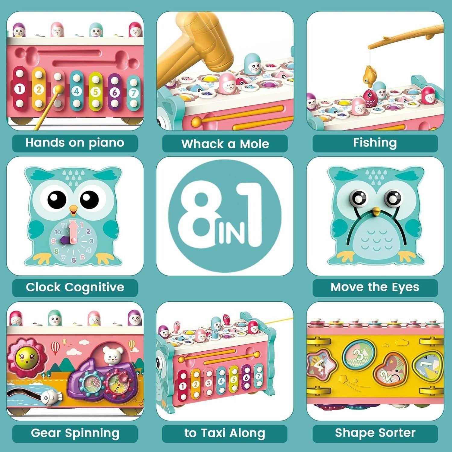 Juguetes 3 en 1 golpear topos y pesca y golpea el piano-7