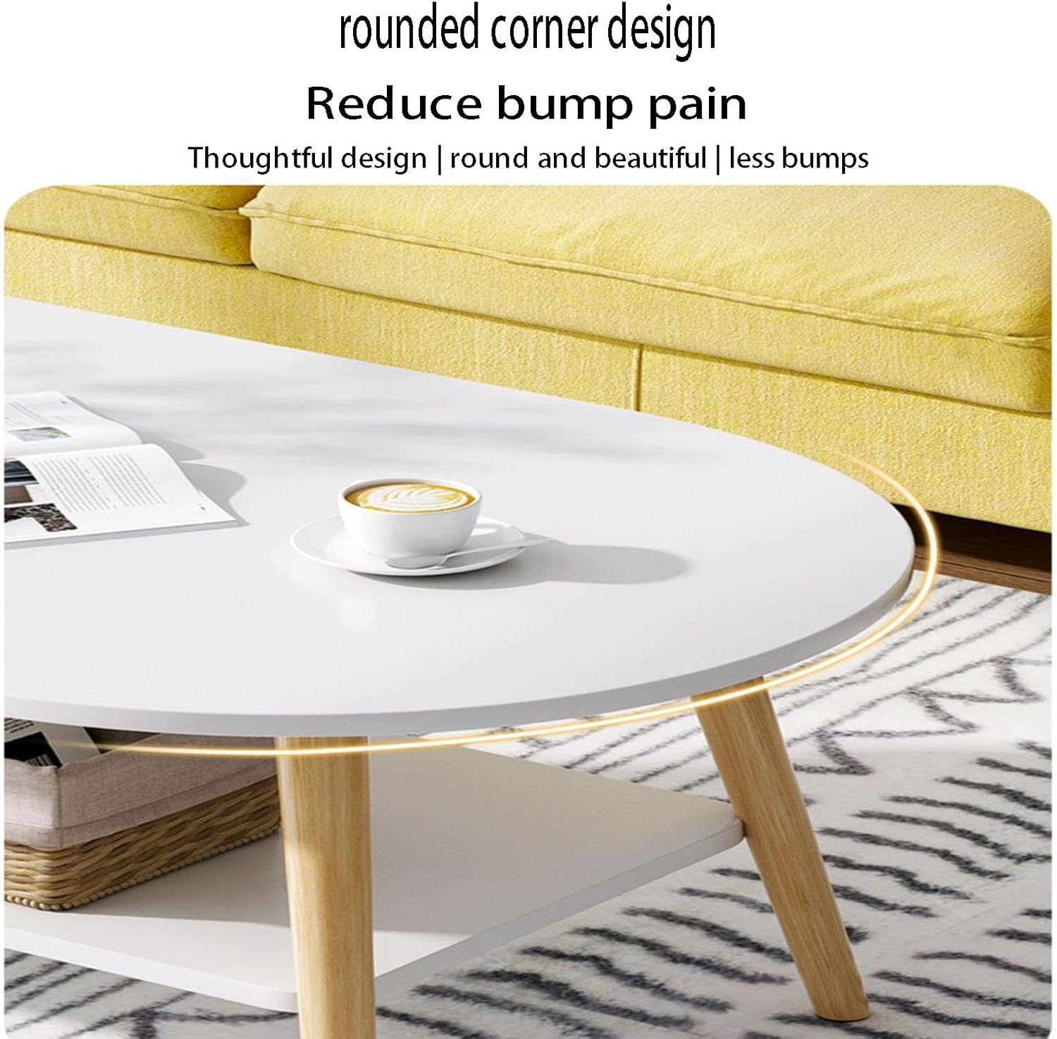 Mesa de Centro Mesa Baja con Estante 80×40×42cm Blanco Cálido-2