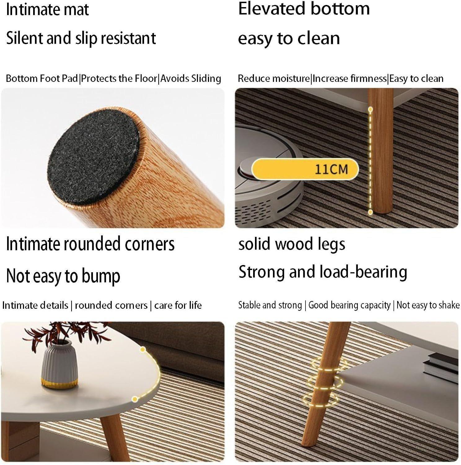 Mesa de Centro Mesa Baja con Estante 80×40×42cm Blanco Cálido-3