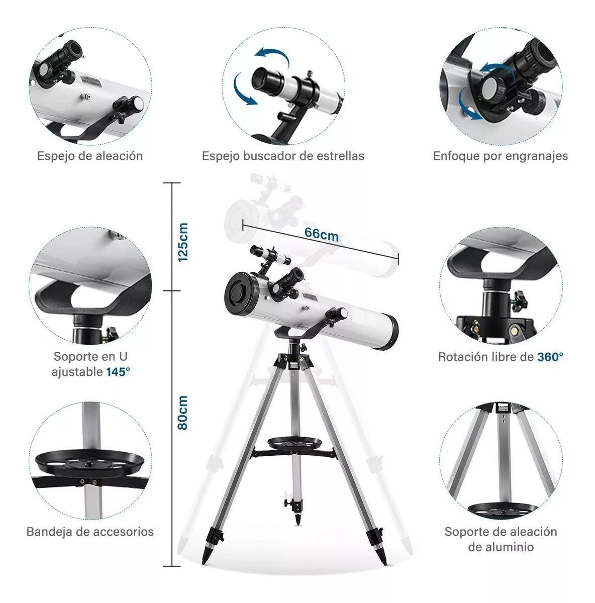 Telescopio Astronómico Con Trípode y Soporte Para Teléfono 35X A 525X-2