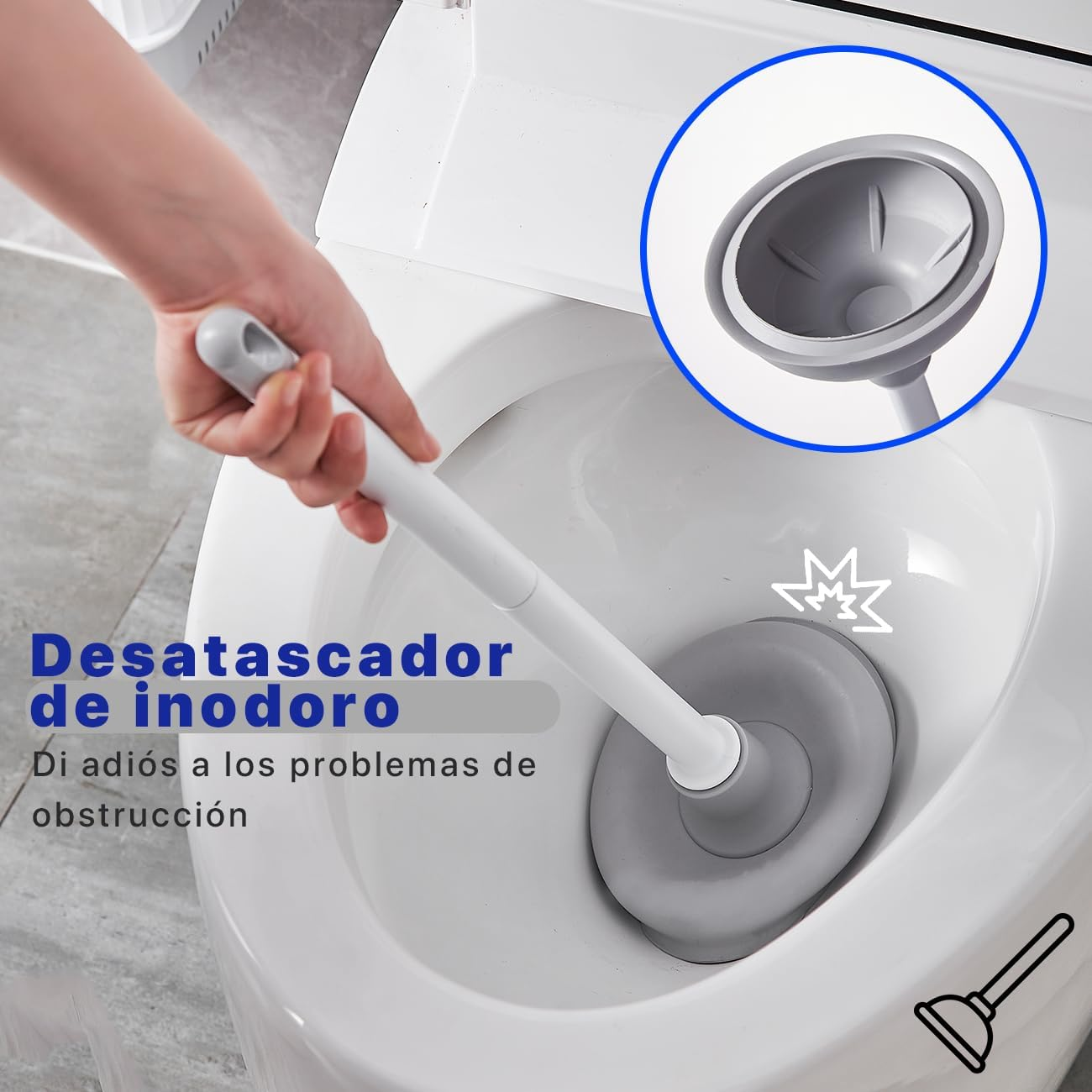 Set de Limpieza para Baño Escobilla y Desatascador con Soporte Oculto Cepillo para Hendiduras-4