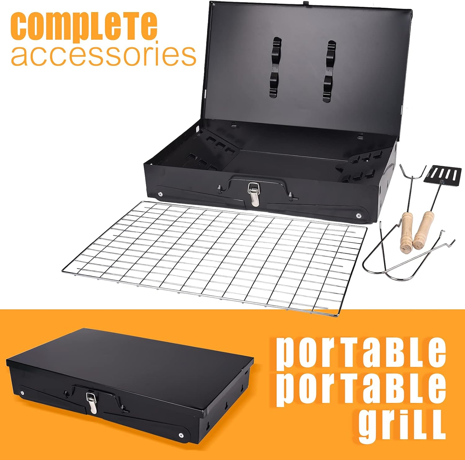 Barbecue grill Outdoor Portable Charcoal Grill Folding Cassette Grill Home Garden Patio Picnic BBQ -3