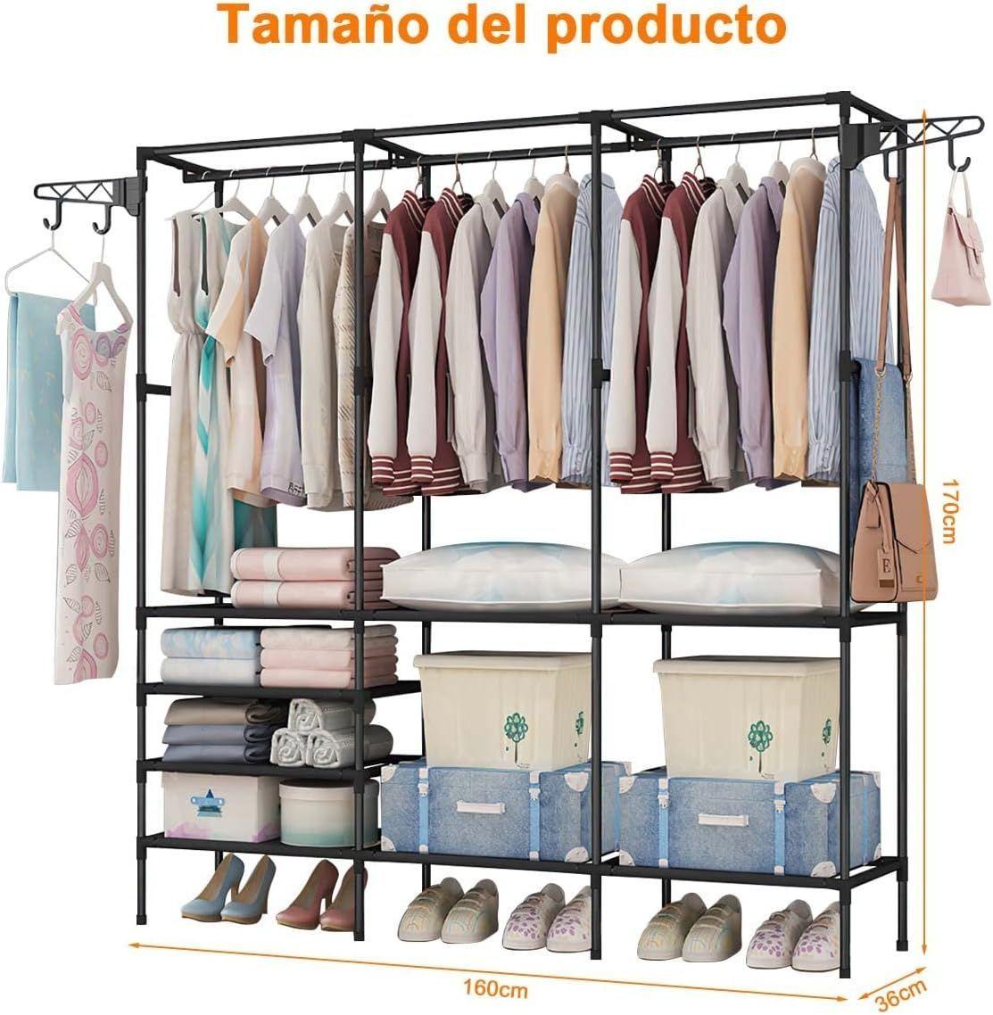 Closet Perchero De Pie Organizador De Metal Grande 160×36×170 cm-2