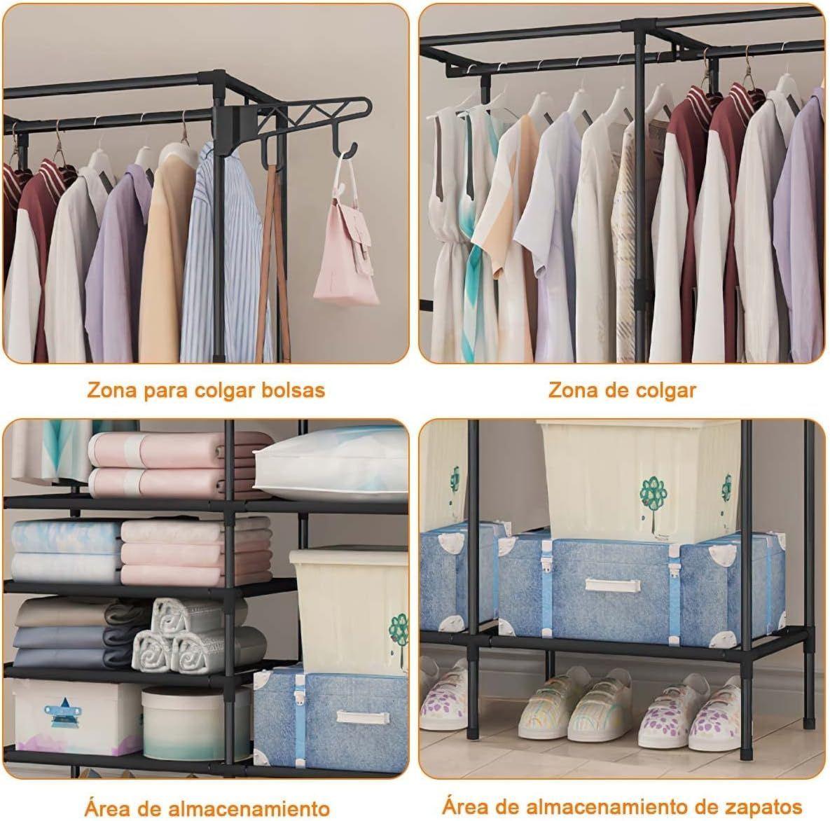 Closet Perchero De Pie Organizador De Metal Grande 160×36×170 cm-3