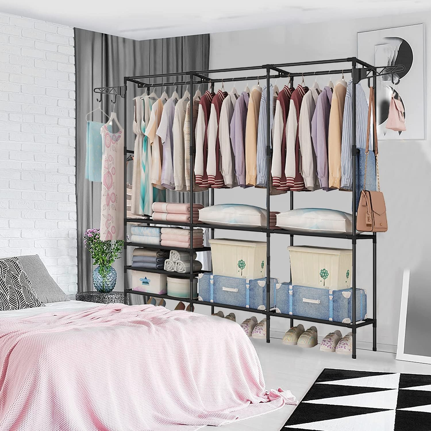 Closet Perchero De Pie Organizador De Metal Grande 160×36×170 cm-6